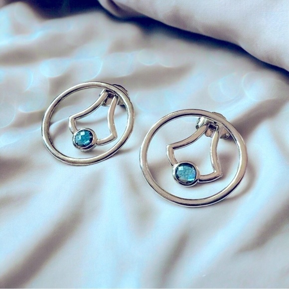 VTG | Designer Blue Topaz Sterling Silver Earrings - Picture 5 of 11